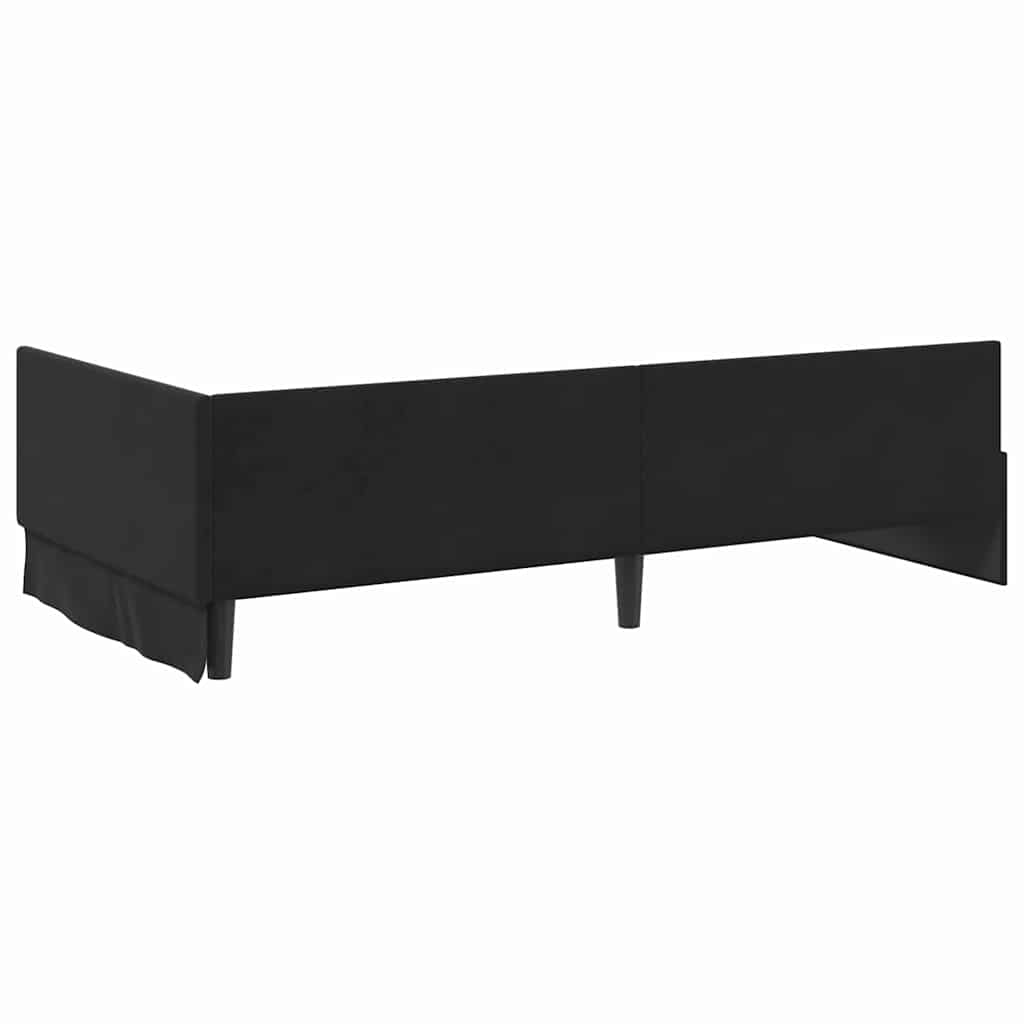 vidaXL Rama łóżka narożnego Z zagłówkiem Czarny 80 cm x 200 cm Aksamit