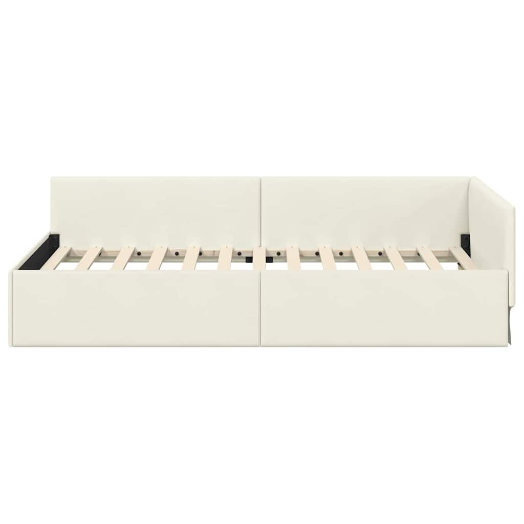 vidaXL Rama łóżka narożnego Kremowy 80 cm x 200 cm Aksamit