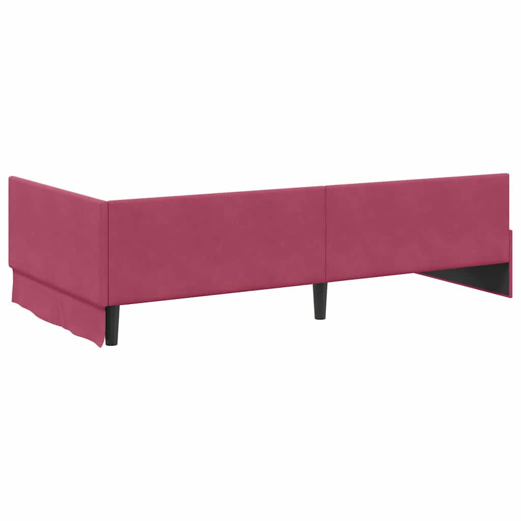 vidaXL Rama łóżka narożnego Czerwone wino 90 cm x 190 cm Aksamit