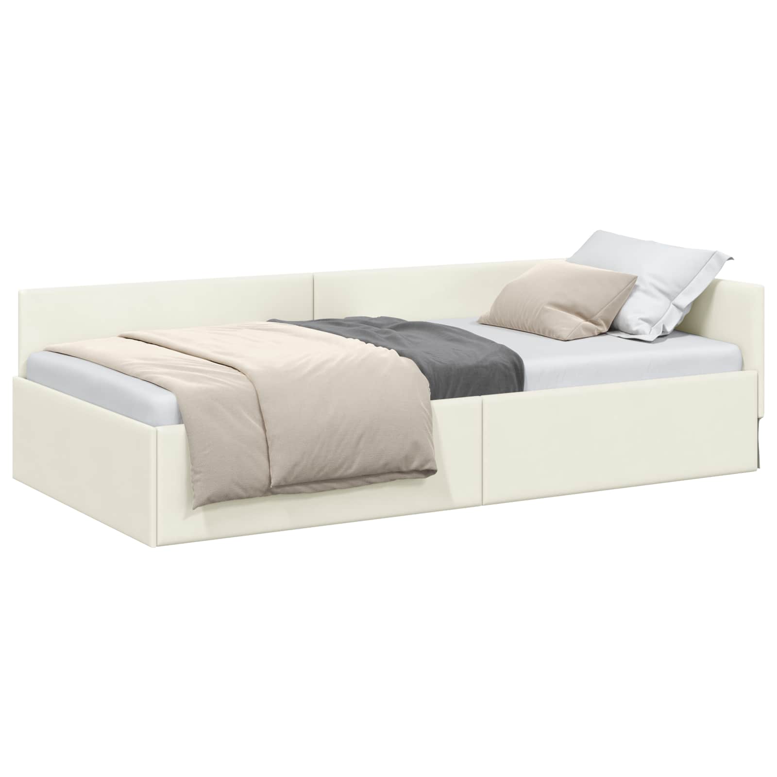 vidaXL Rama łóżka narożnego Kremowy 90 cm x 190 cm Aksamit
