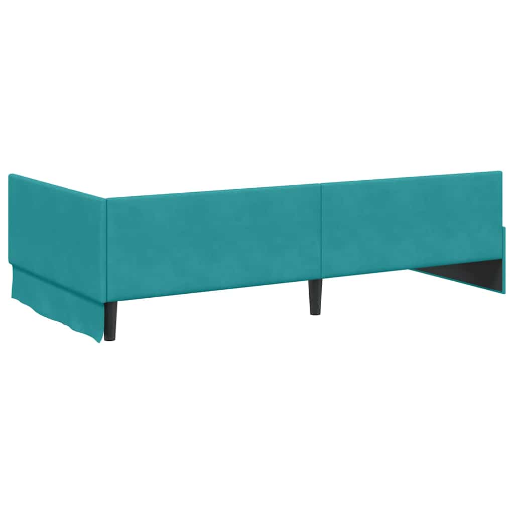 vidaXL Rama łóżka narożnego Turkusowy 90 cm x 190 cm Aksamit