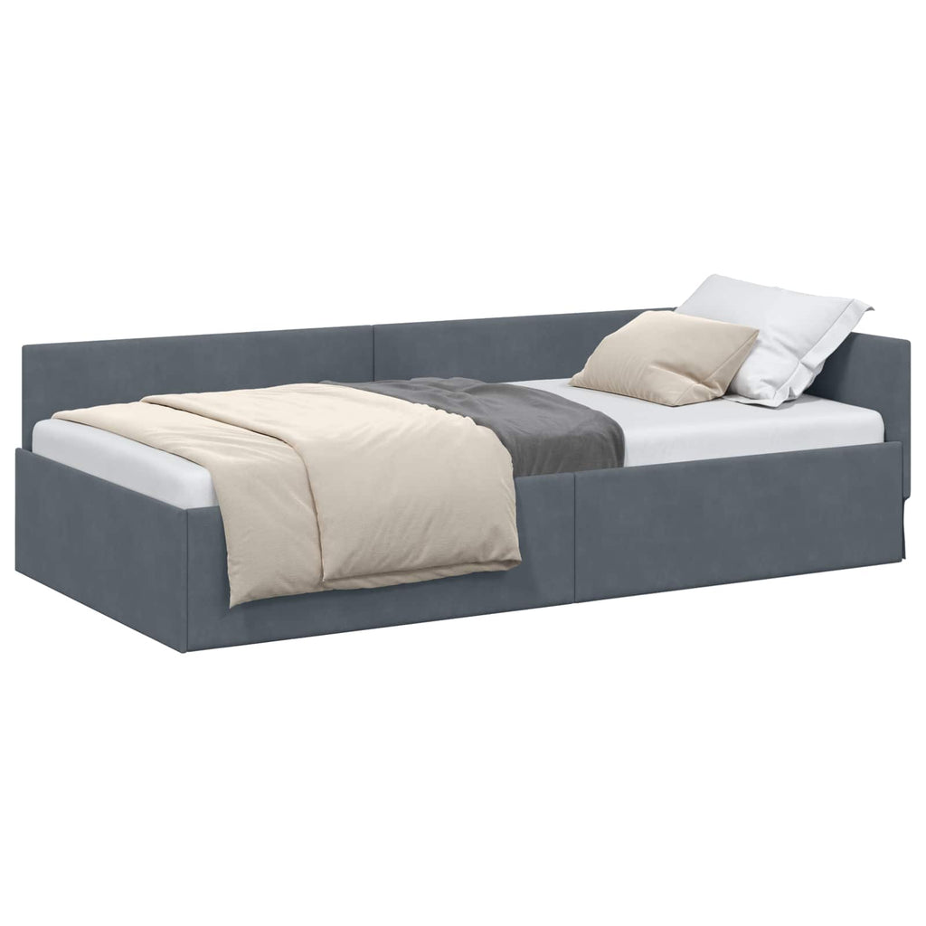 vidaXL Rama łóżka narożnego Ciemnoszary 90 cm x 200 cm Aksamit