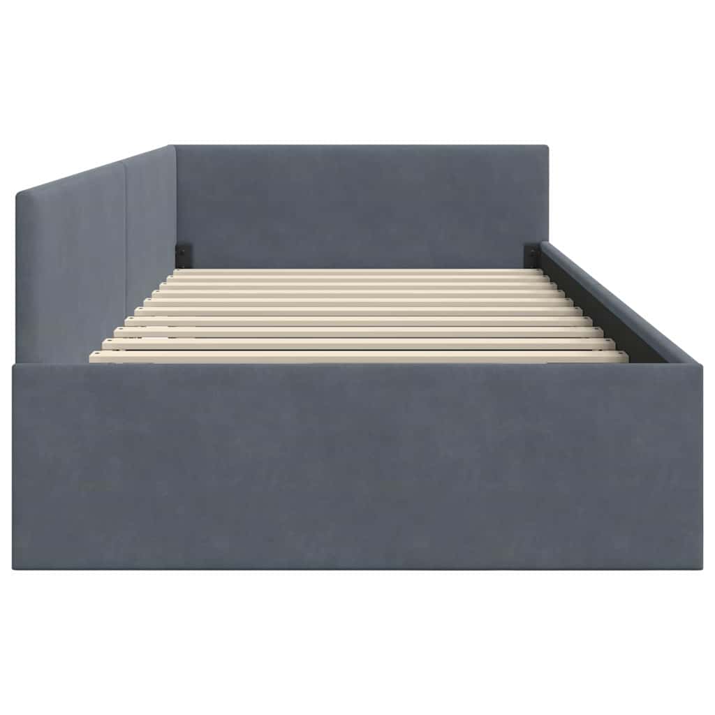 vidaXL Rama łóżka narożnego Ciemnoszary 90 cm x 200 cm Aksamit