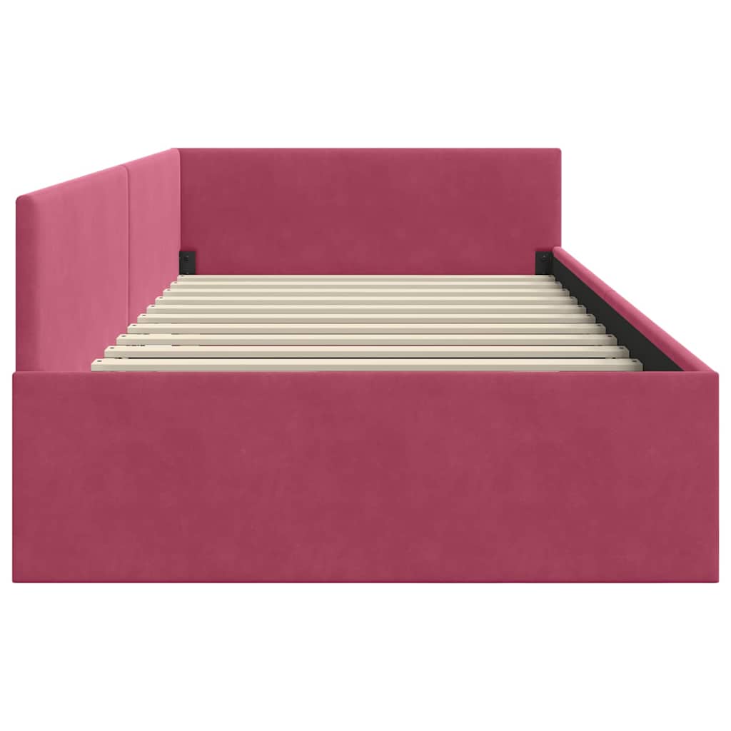 vidaXL Rama łóżka narożnego Czerwone wino 90 cm x 200 cm Aksamit