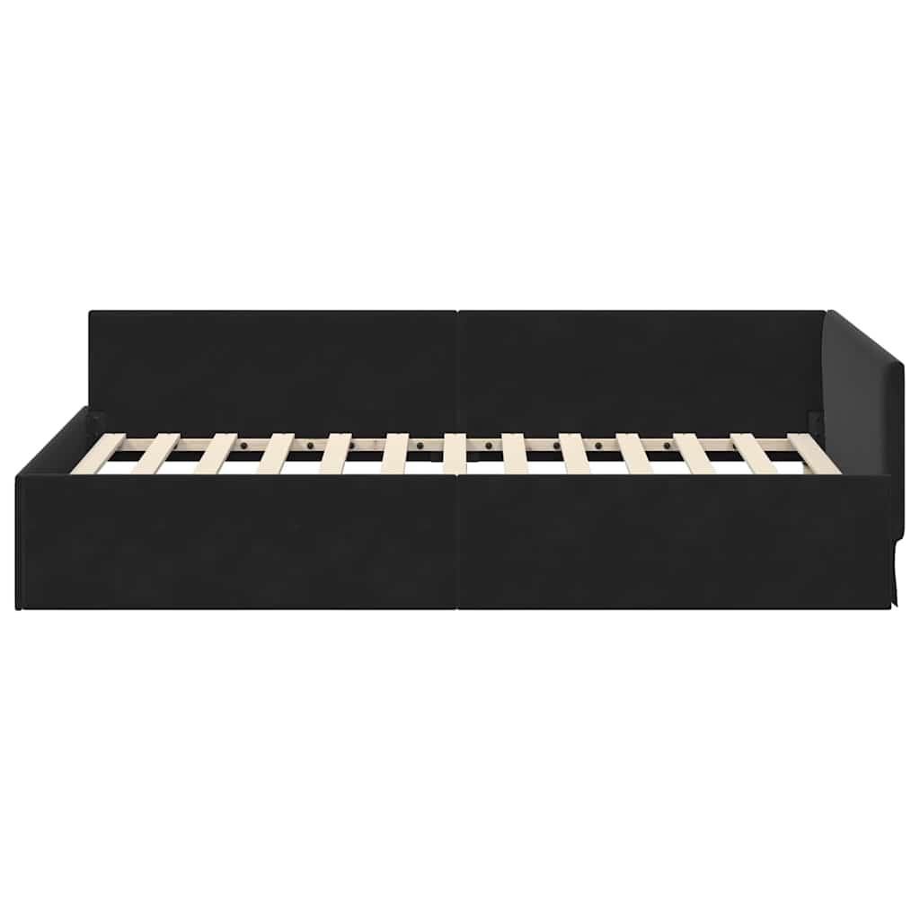 vidaXL Rama łóżka narożnego Z zagłówkiem Czarny 90 cm x 200 cm Aksamit