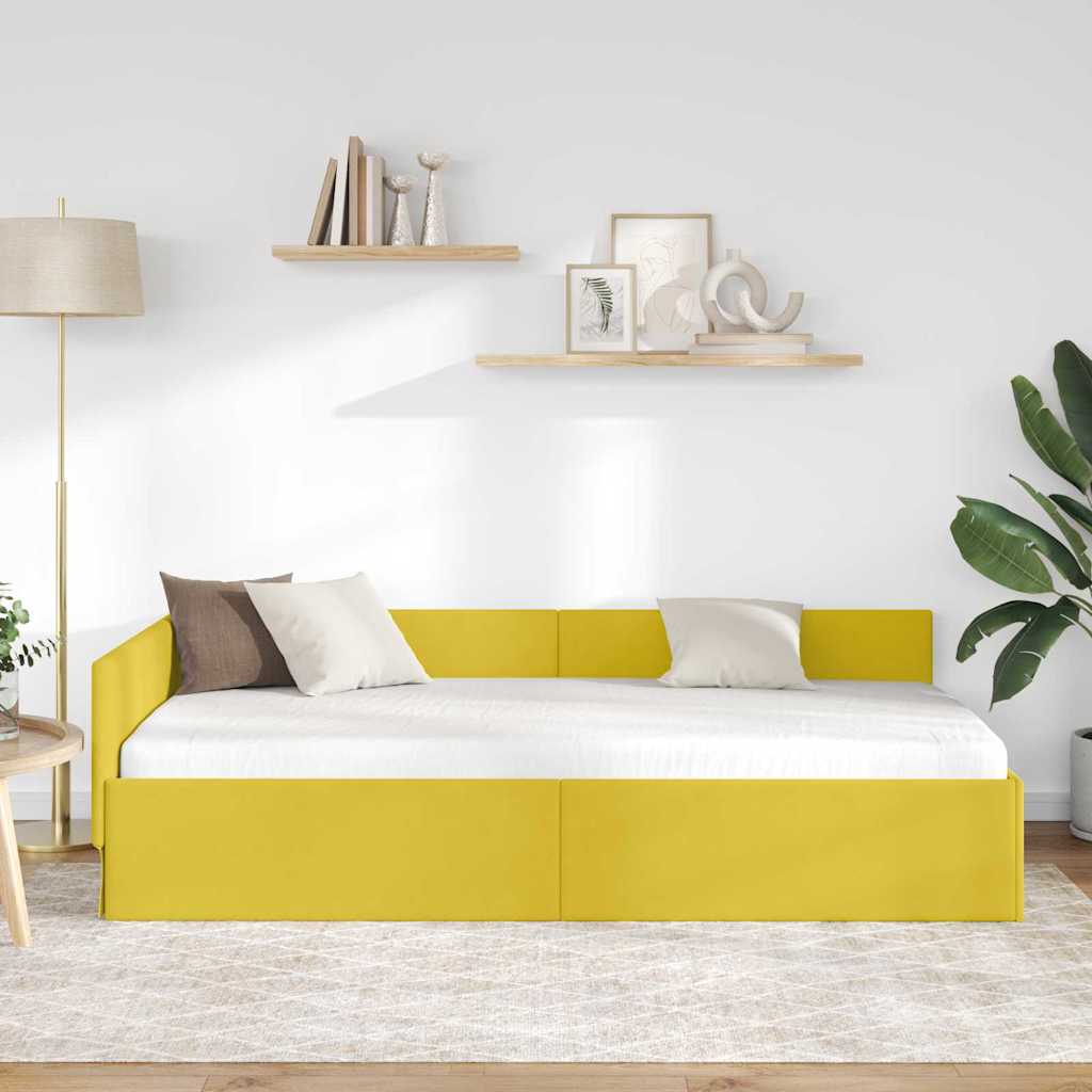 vidaXL Rama łóżka narożnego Żółty 90 x 200 cm Aksamit