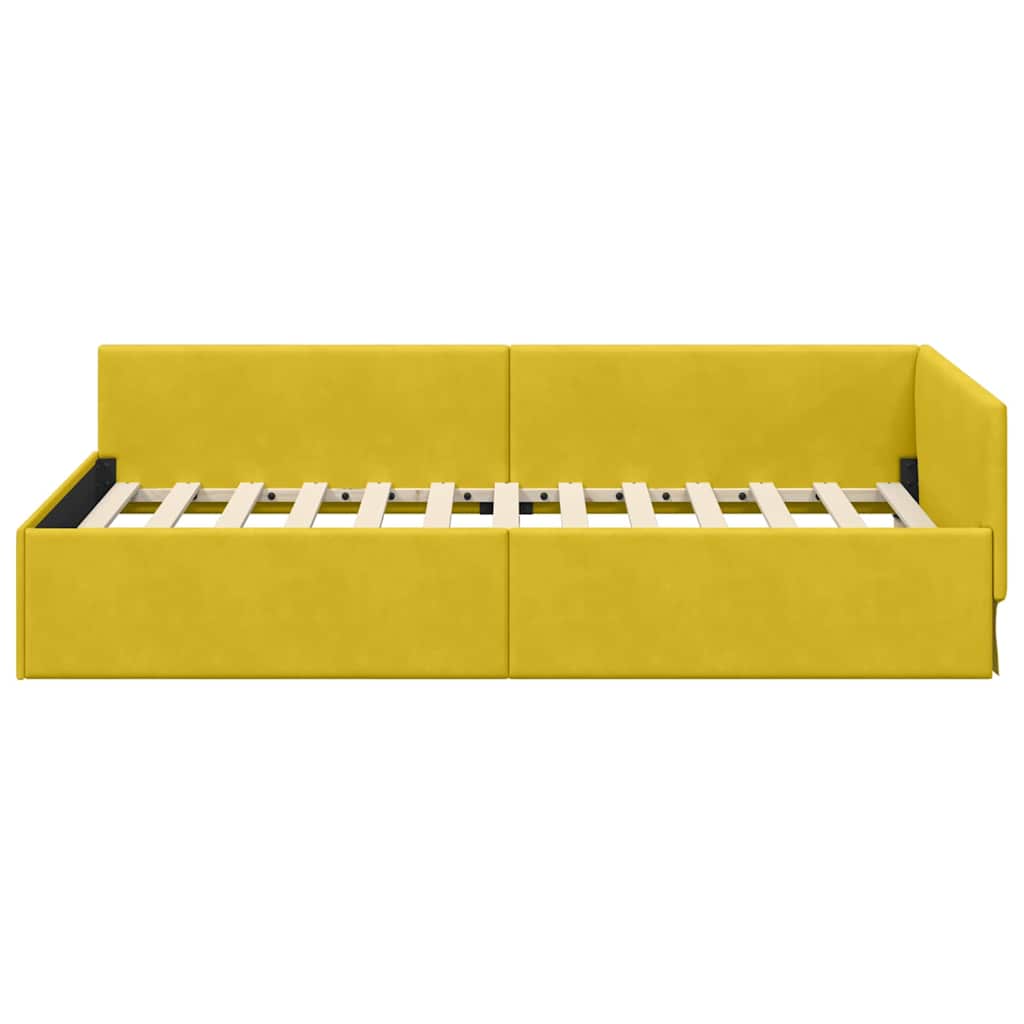 vidaXL Rama łóżka narożnego Żółty 90 x 200 cm Aksamit