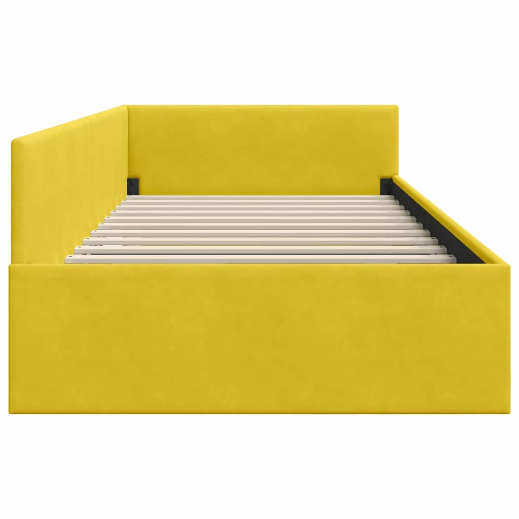 vidaXL Rama łóżka narożnego Żółty 90 x 200 cm Aksamit