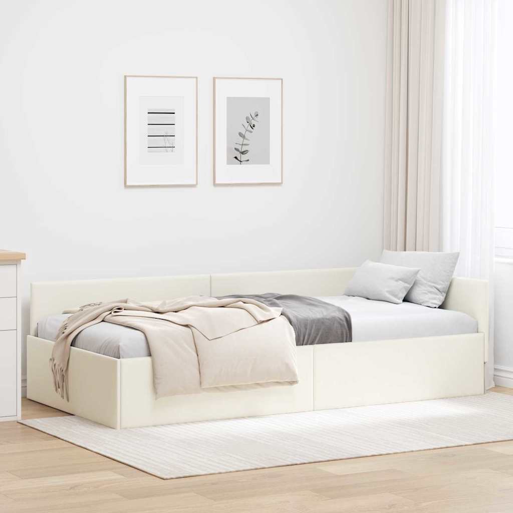 vidaXL Rama łóżka narożnego Kremowy 90 cm x 200 cm Aksamit