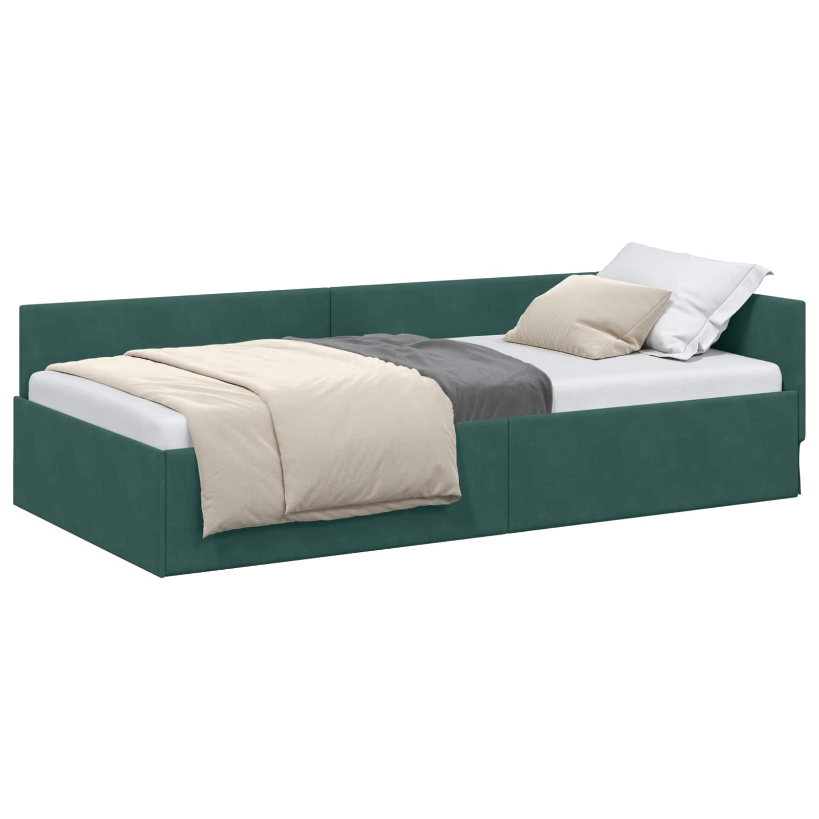 vidaXL Rama łóżka narożnego Ciemna zieleń 100 cm x 200 cm Aksamit