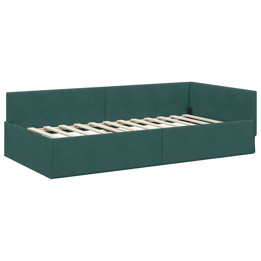 vidaXL Rama łóżka narożnego Ciemna zieleń 100 cm x 200 cm Aksamit
