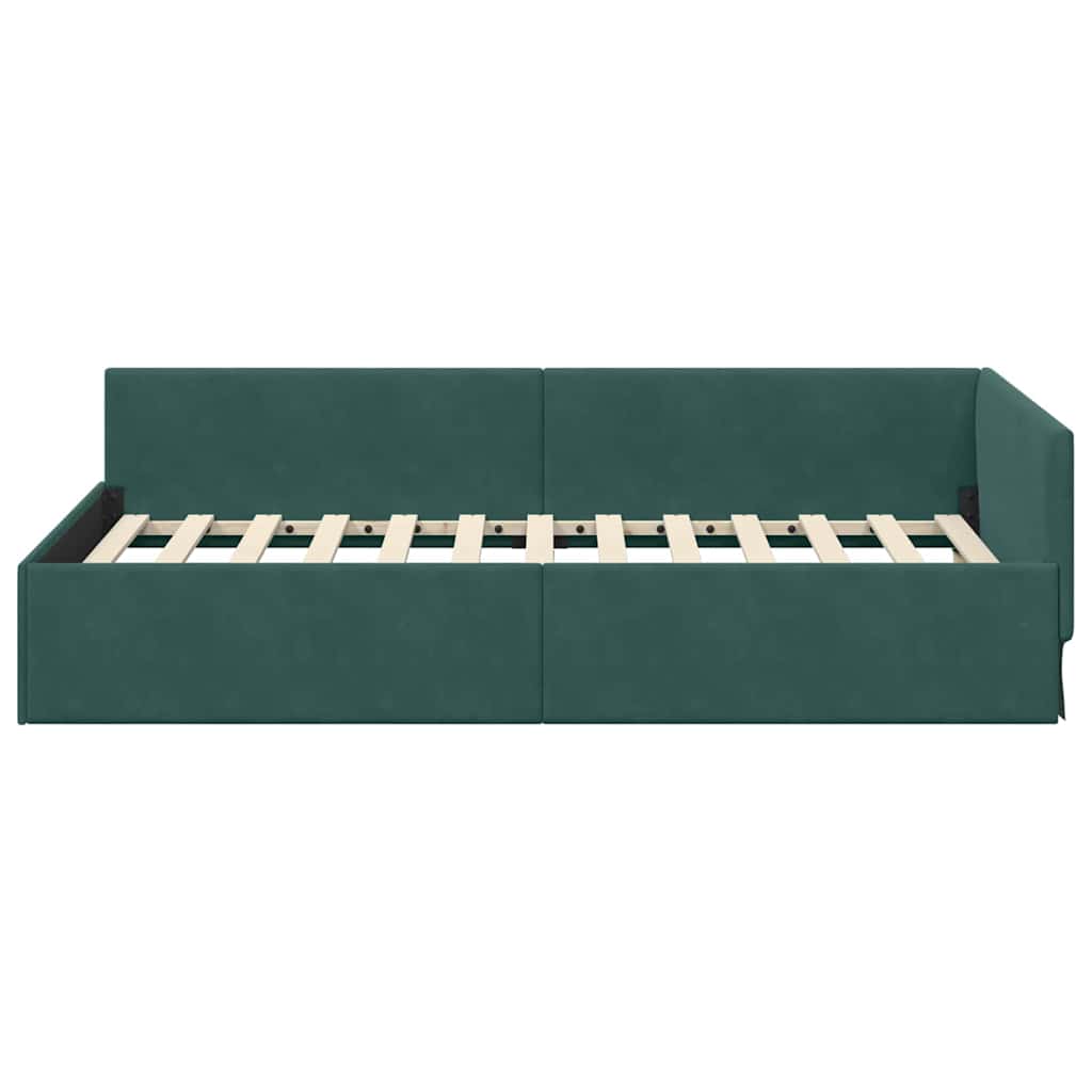 vidaXL Rama łóżka narożnego Ciemna zieleń 100 cm x 200 cm Aksamit