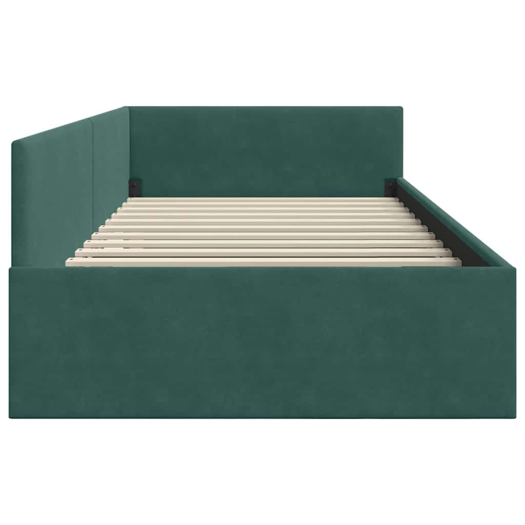 vidaXL Rama łóżka narożnego Ciemna zieleń 100 cm x 200 cm Aksamit
