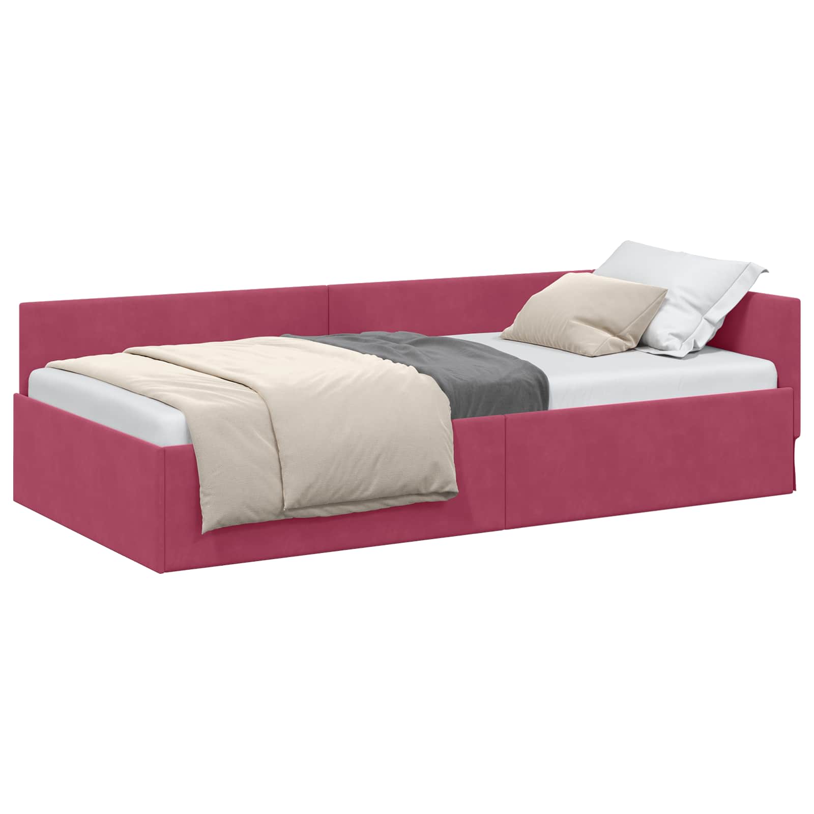 vidaXL Rama łóżka narożnego Czerwone wino 100 cm x 200 cm Aksamit