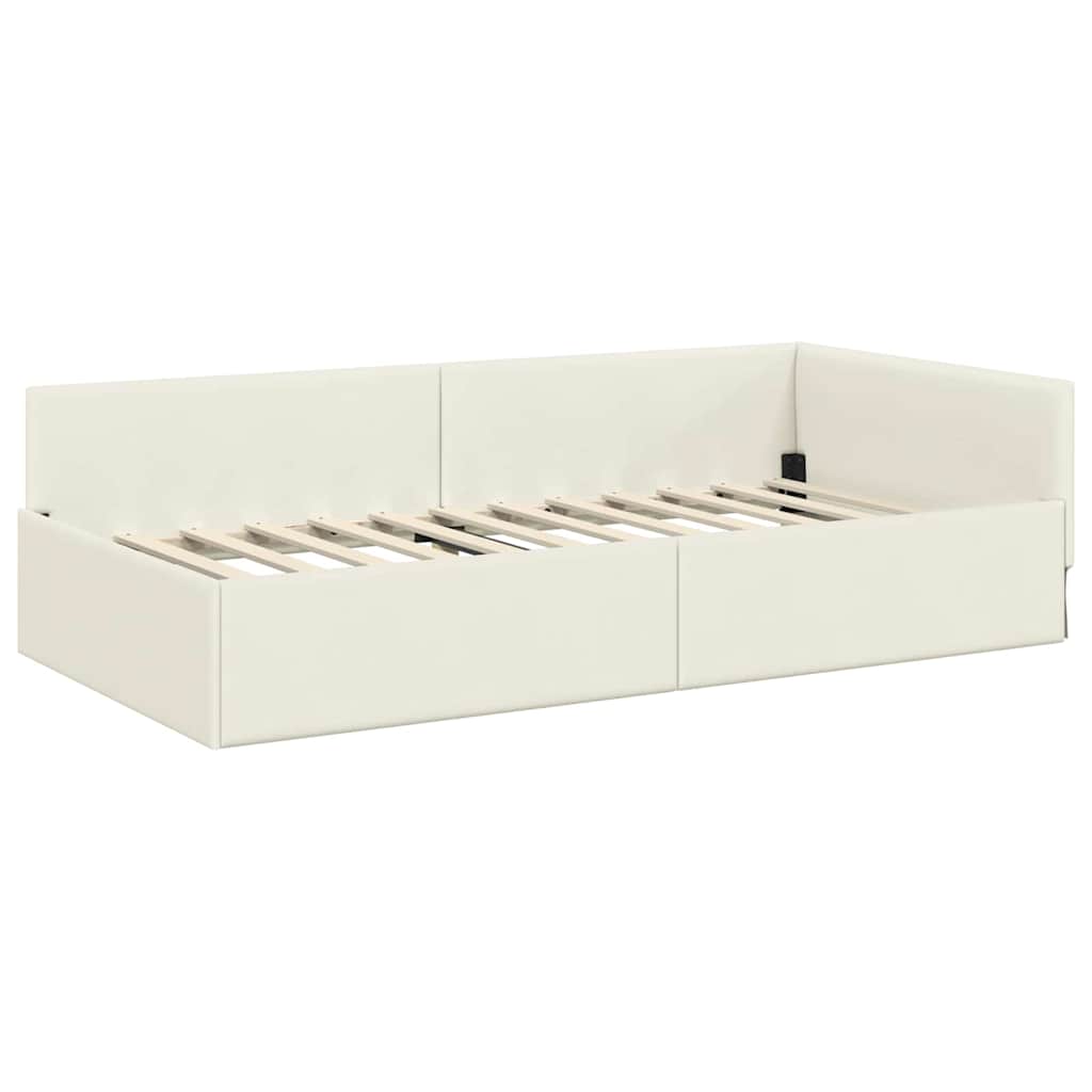 vidaXL Rama łóżka narożnego Kremowy 100 cm x 200 cm Aksamit