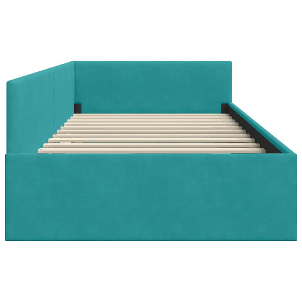 vidaXL Rama łóżka narożnego Turkusowy 100 cm x 200 cm Aksamit