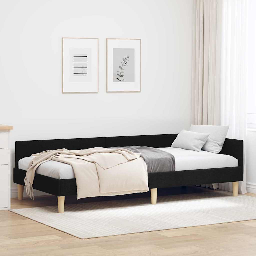 vidaXL Rama łóżka narożnego Czarny 80 x 200 cm tkanina