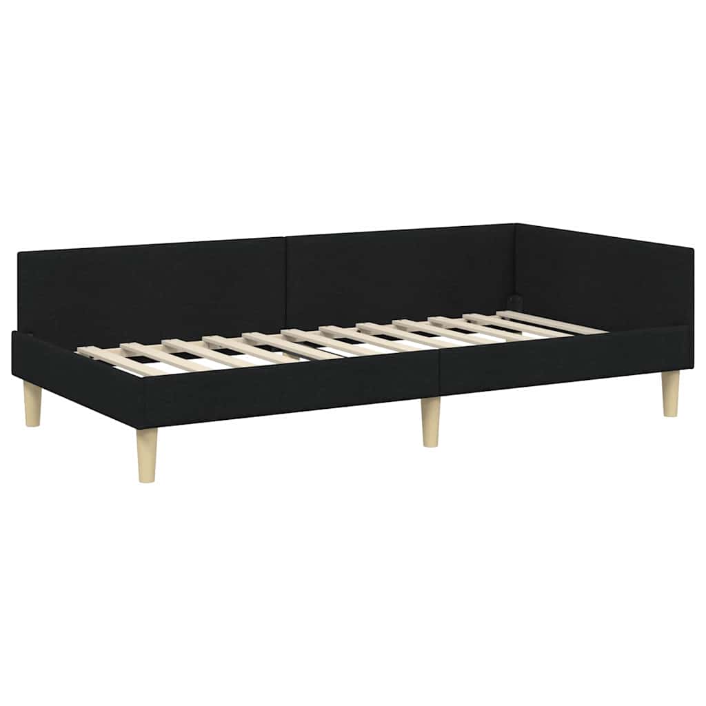 vidaXL Rama łóżka narożnego Czarny 80 x 200 cm tkanina