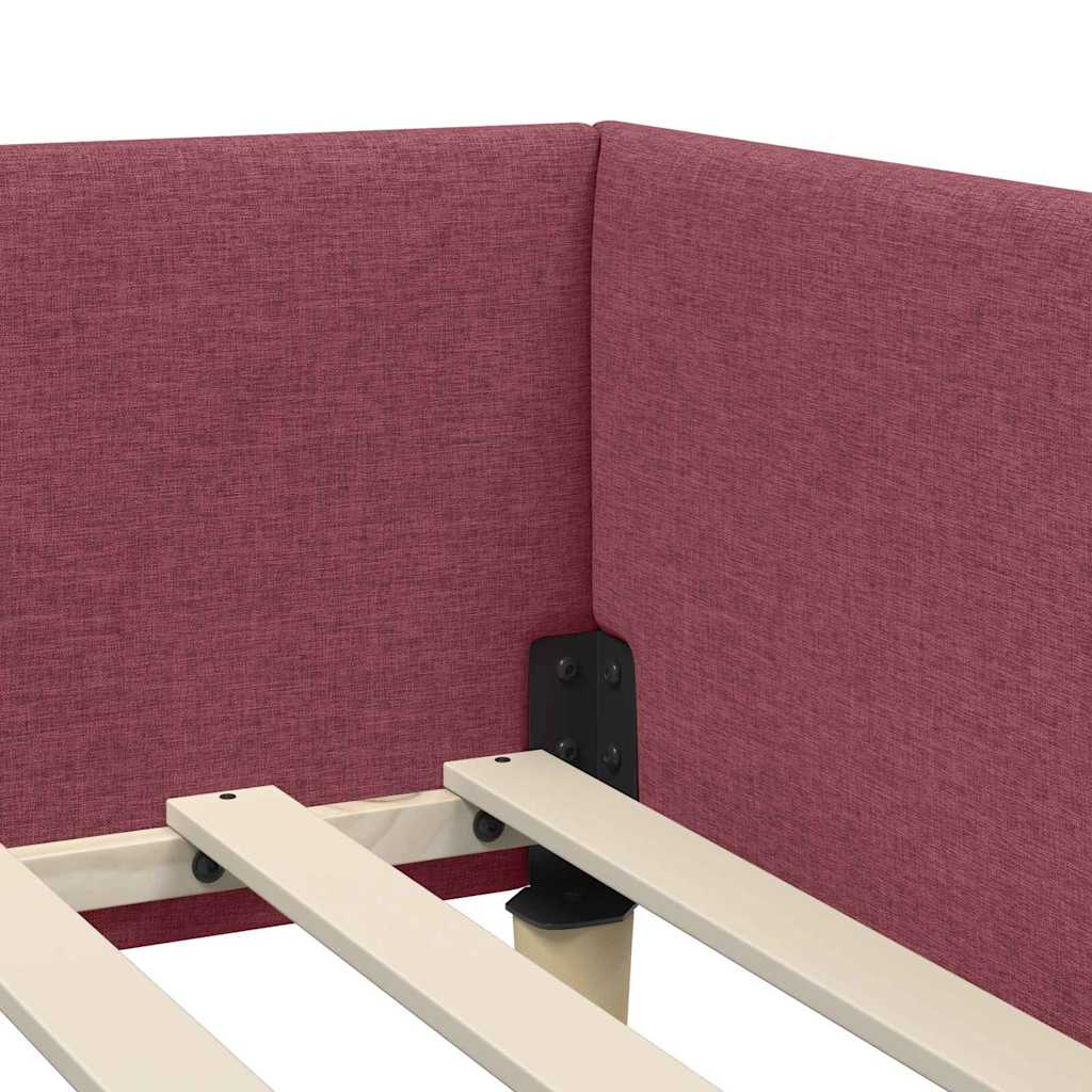 vidaXL Rama łóżka narożnego Czerwone wino 80 x 200 cm tkanina