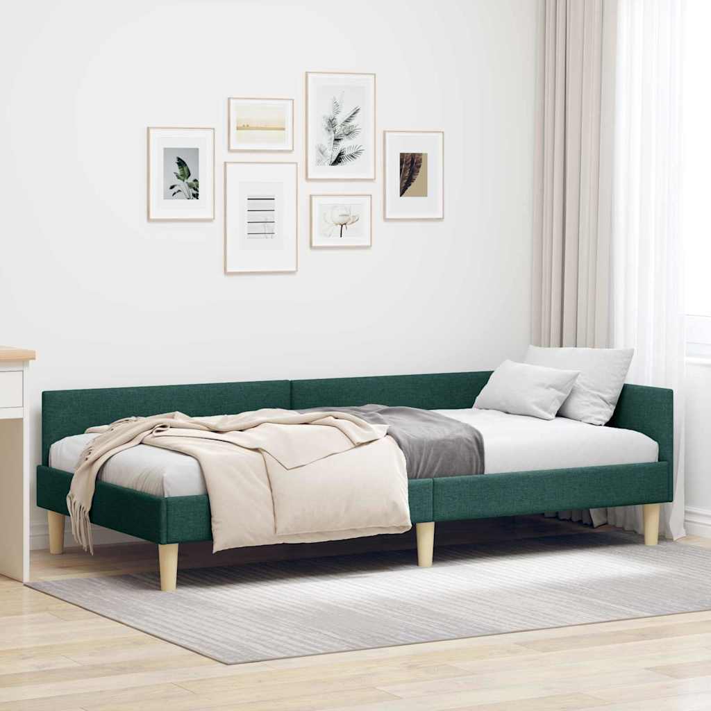 vidaXL Rama łóżka narożnego Ciemna zieleń 80 x 200 cm tkanina