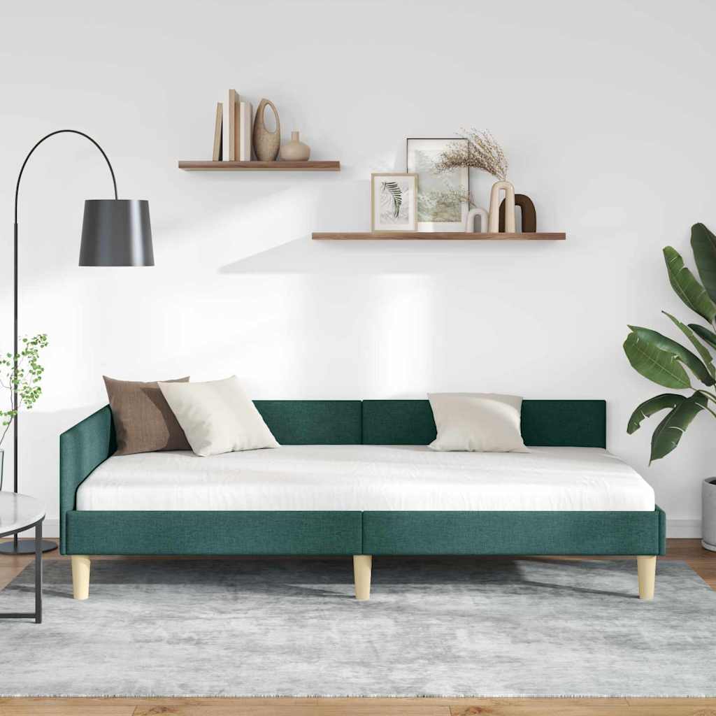 vidaXL Rama łóżka narożnego Ciemna zieleń 80 x 200 cm tkanina
