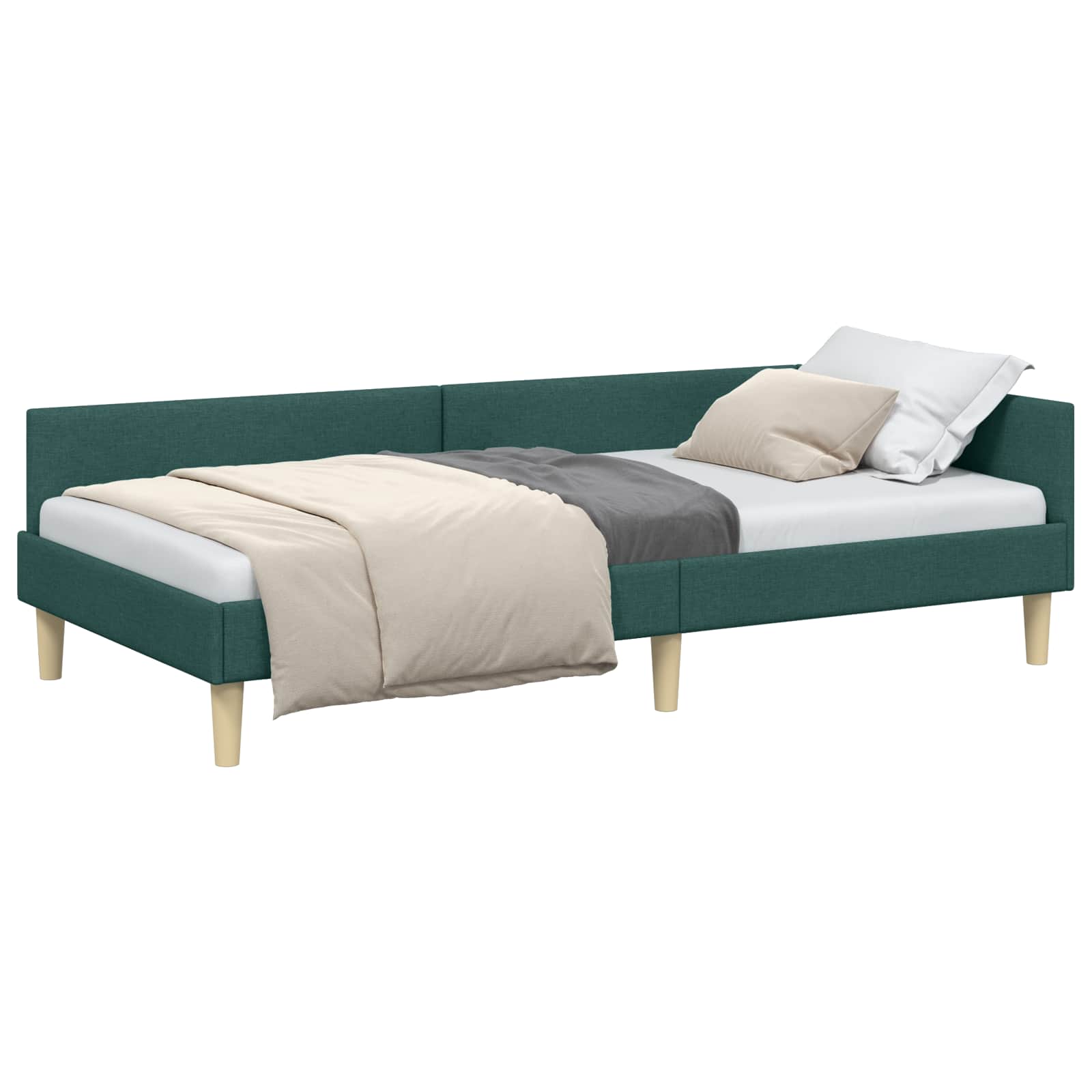 vidaXL Rama łóżka narożnego Ciemna zieleń 80 x 200 cm tkanina
