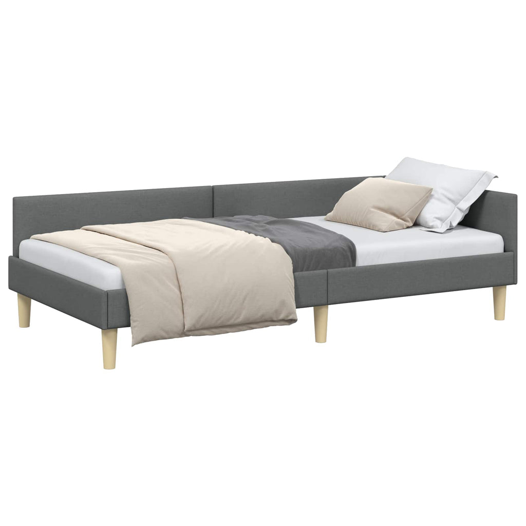 vidaXL Rama łóżka narożnego Ciemnoszary 90 x 190 cm tkanina