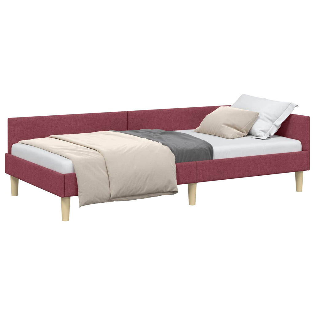 vidaXL Rama łóżka narożnego Czerwone wino 90 x 190 cm tkanina