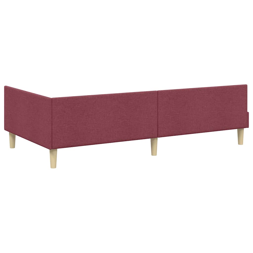 vidaXL Rama łóżka narożnego Czerwone wino 90 x 190 cm tkanina