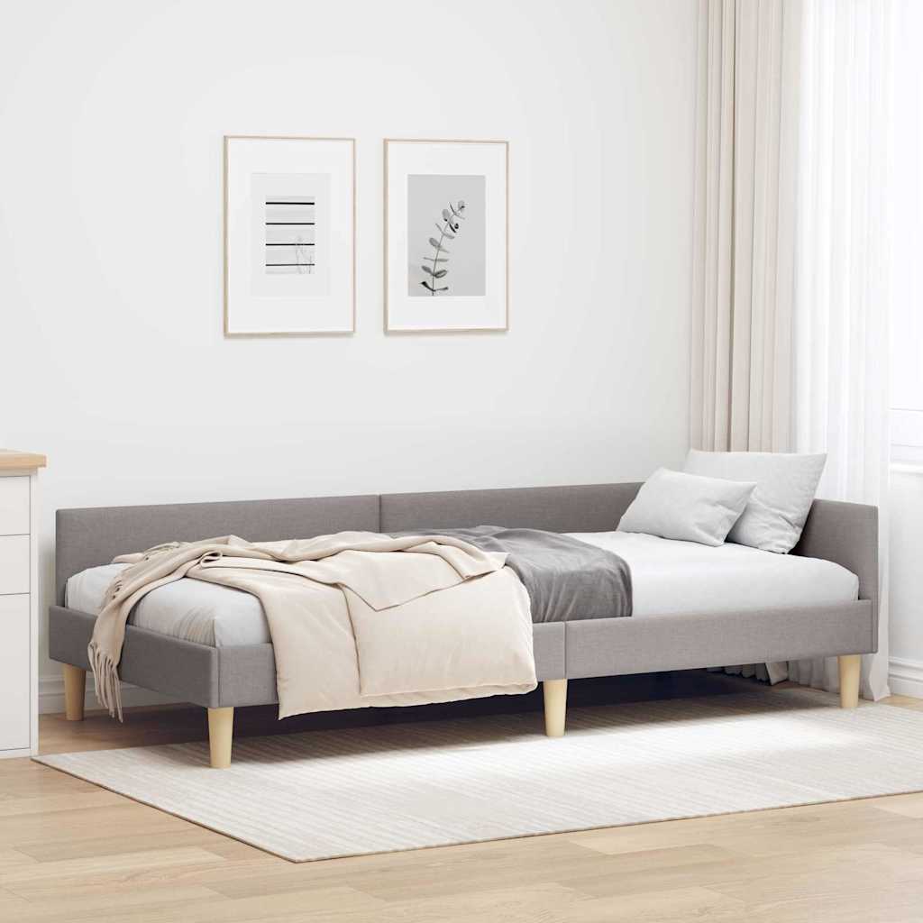 vidaXL Rama łóżka narożnego Ciemnoszary 90 x 190 cm tkanina