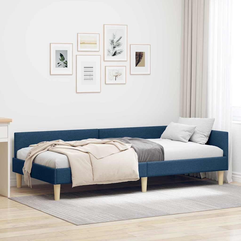 vidaXL Rama łóżka narożnego Niebieski 90 x 190 cm tkanina