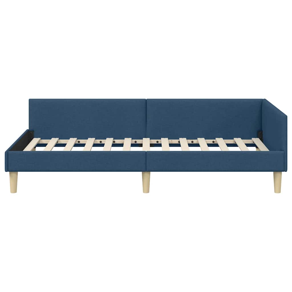 vidaXL Rama łóżka narożnego Niebieski 90 x 190 cm tkanina
