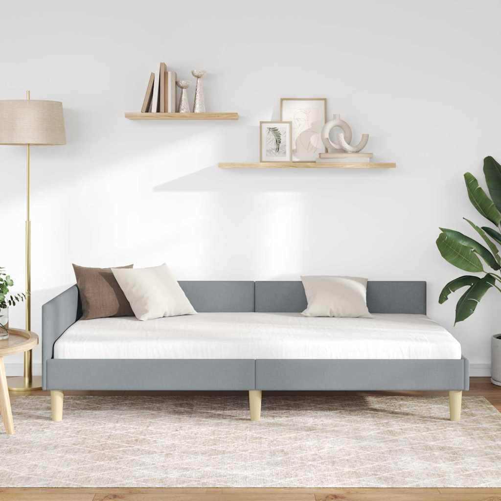 vidaXL Rama łóżka narożnego Jasnoszary 90 x 200 cm tkanina
