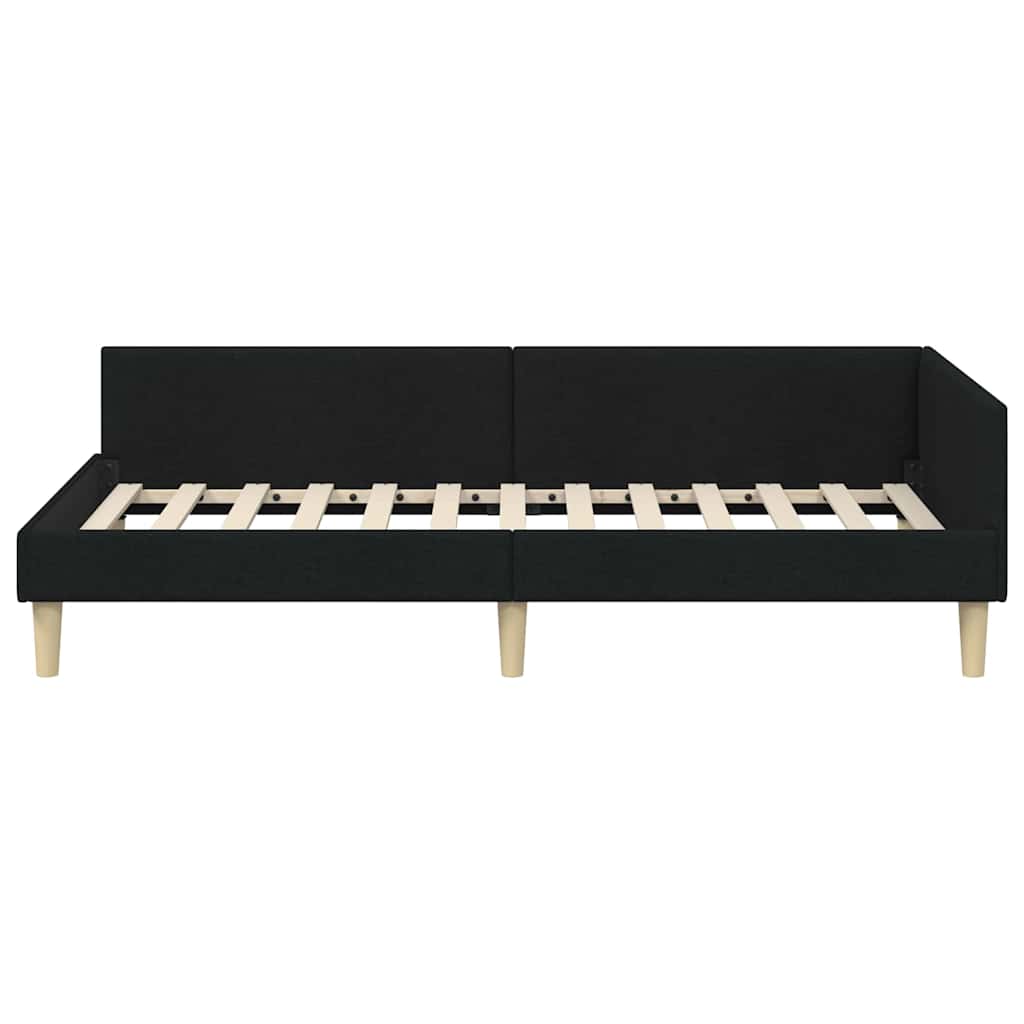 vidaXL Rama łóżka narożnego Czarny 90 x 200 cm tkanina
