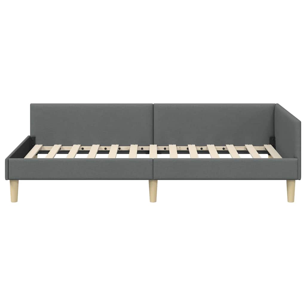 vidaXL Rama łóżka narożnego Ciemnoszary 100 x 200 cm tkanina
