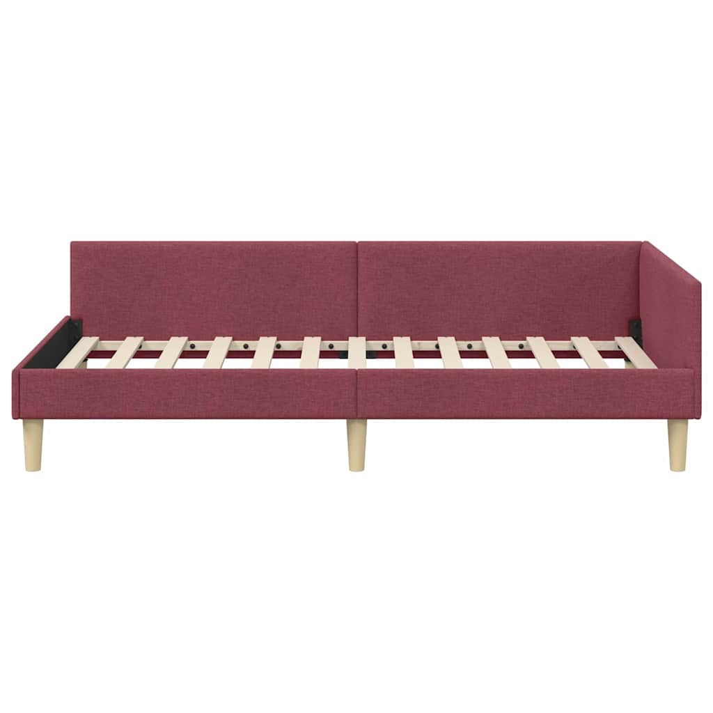 vidaXL Rama łóżka narożnego Czerwone wino 100 x 200 cm tkanina