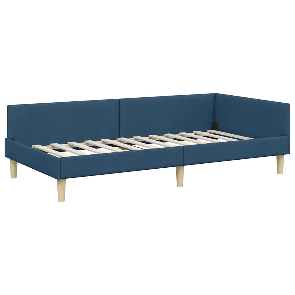 vidaXL Rama łóżka narożnego Niebieski 100 x 200 cm tkanina