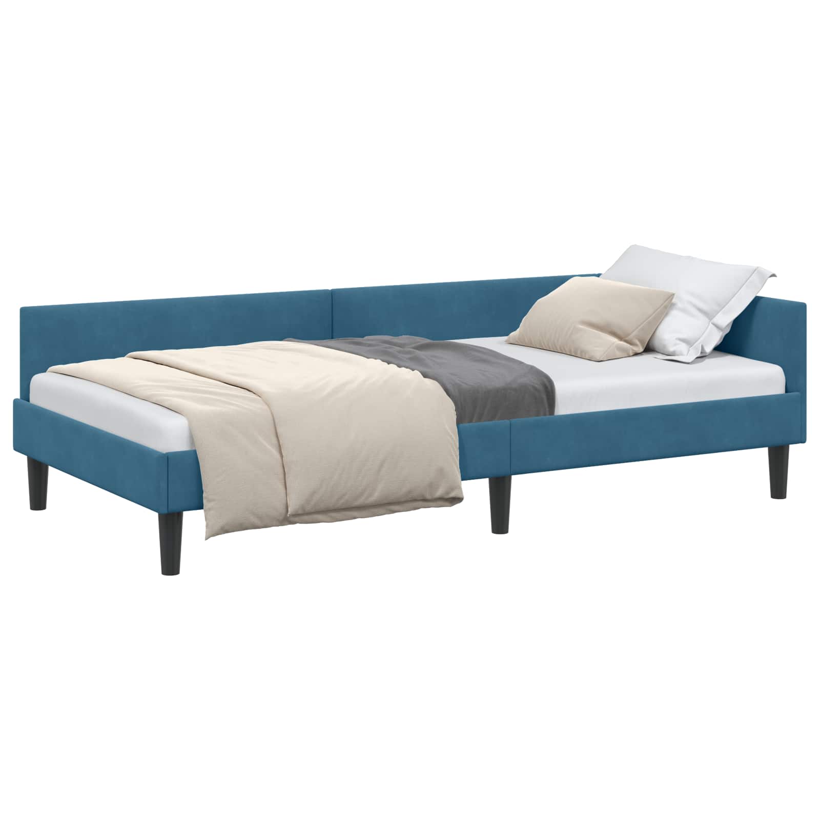 vidaXL Rama łóżka narożnego Niebieski 80 cm x 200 cm Aksamit