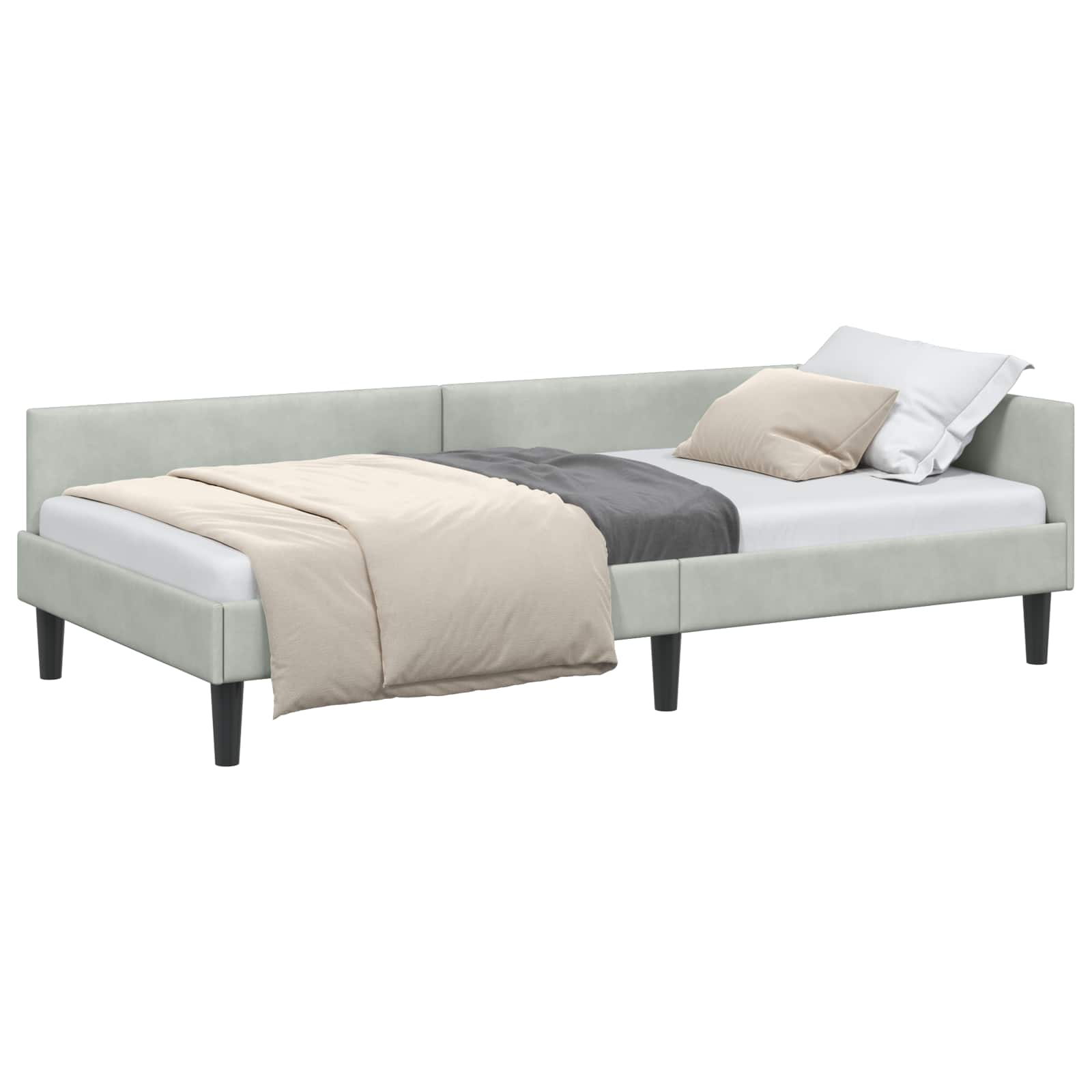 vidaXL Rama łóżka narożnego Jasnoszary 80 cm x 200 cm Aksamit