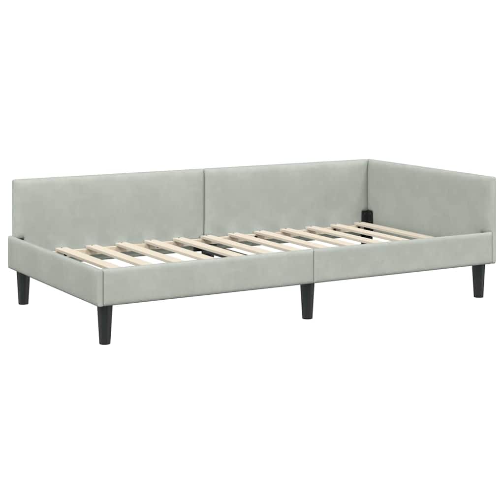 vidaXL Rama łóżka narożnego Jasnoszary 80 cm x 200 cm Aksamit