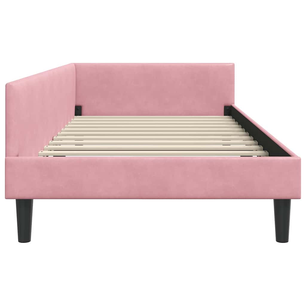 vidaXL Rama łóżka narożnego Z zagłówkiem Różowy 80 cm x 200 cm Aksamit