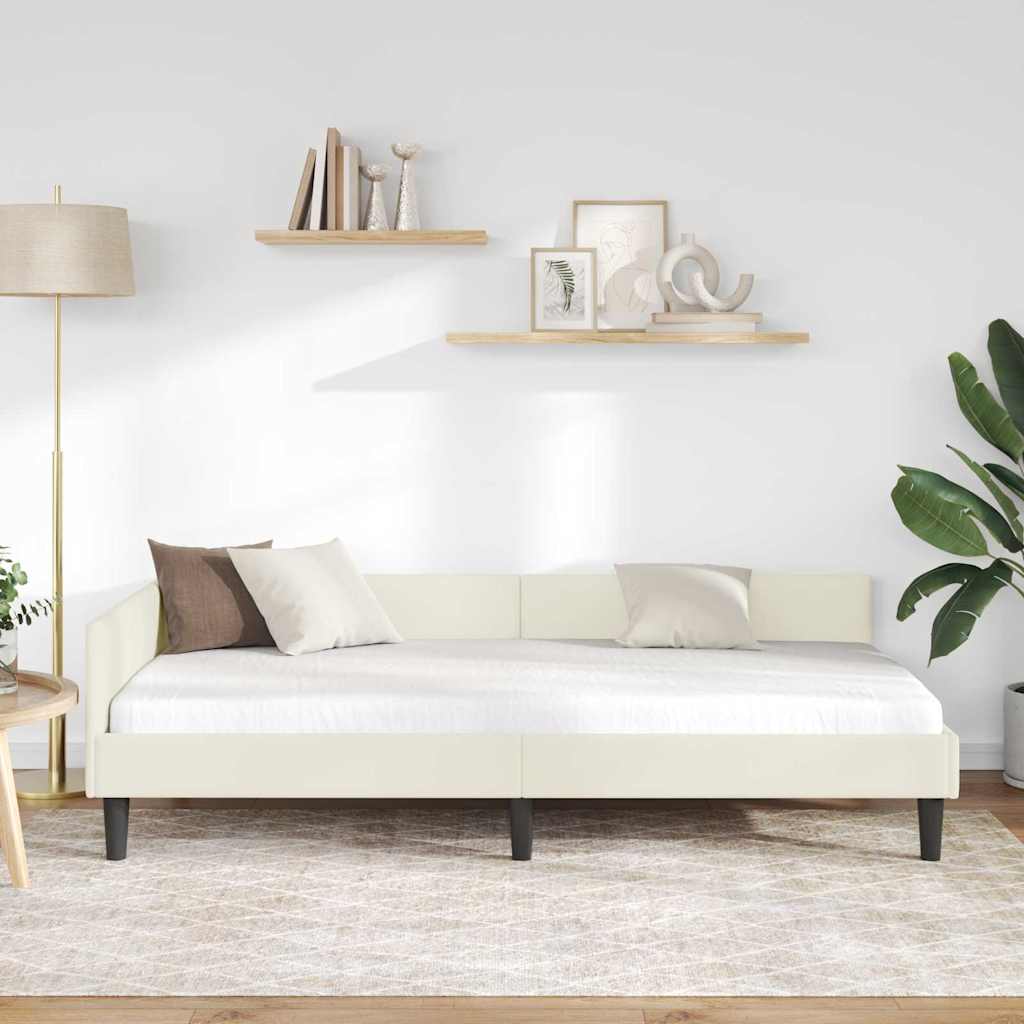 vidaXL Rama łóżka narożnego Kremowy 80 cm x 200 cm Aksamit