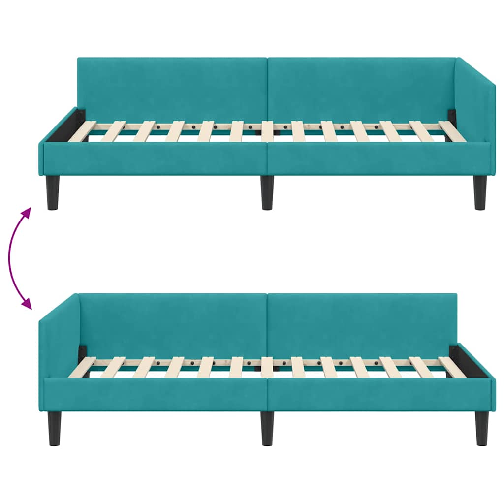 vidaXL Rama łóżka narożnego Turkusowy 80 cm x 200 cm Aksamit