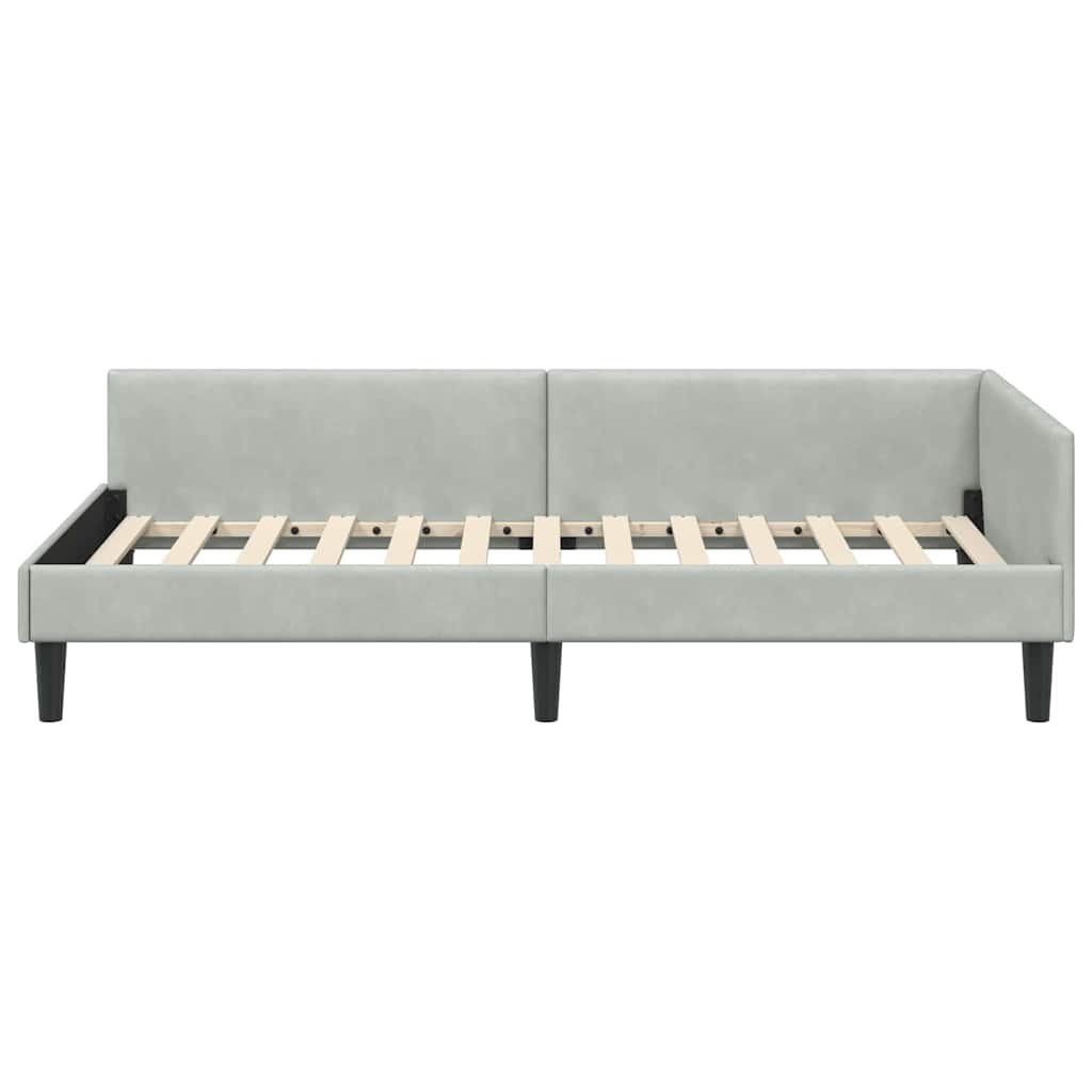 vidaXL Rama łóżka narożnego Jasnoszary 90 cm x 190 cm Aksamit