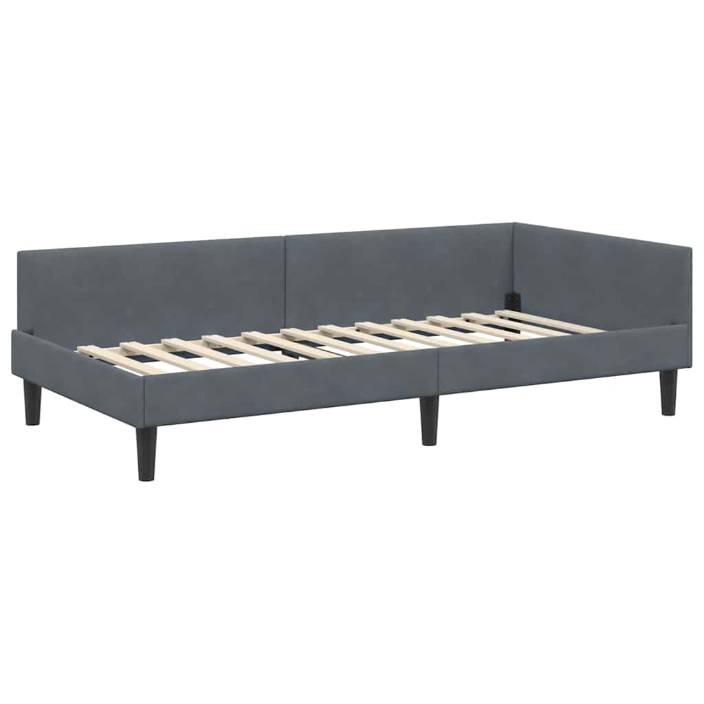 vidaXL Rama łóżka narożnego Ciemnoszary 90 cm x 190 cm Aksamit