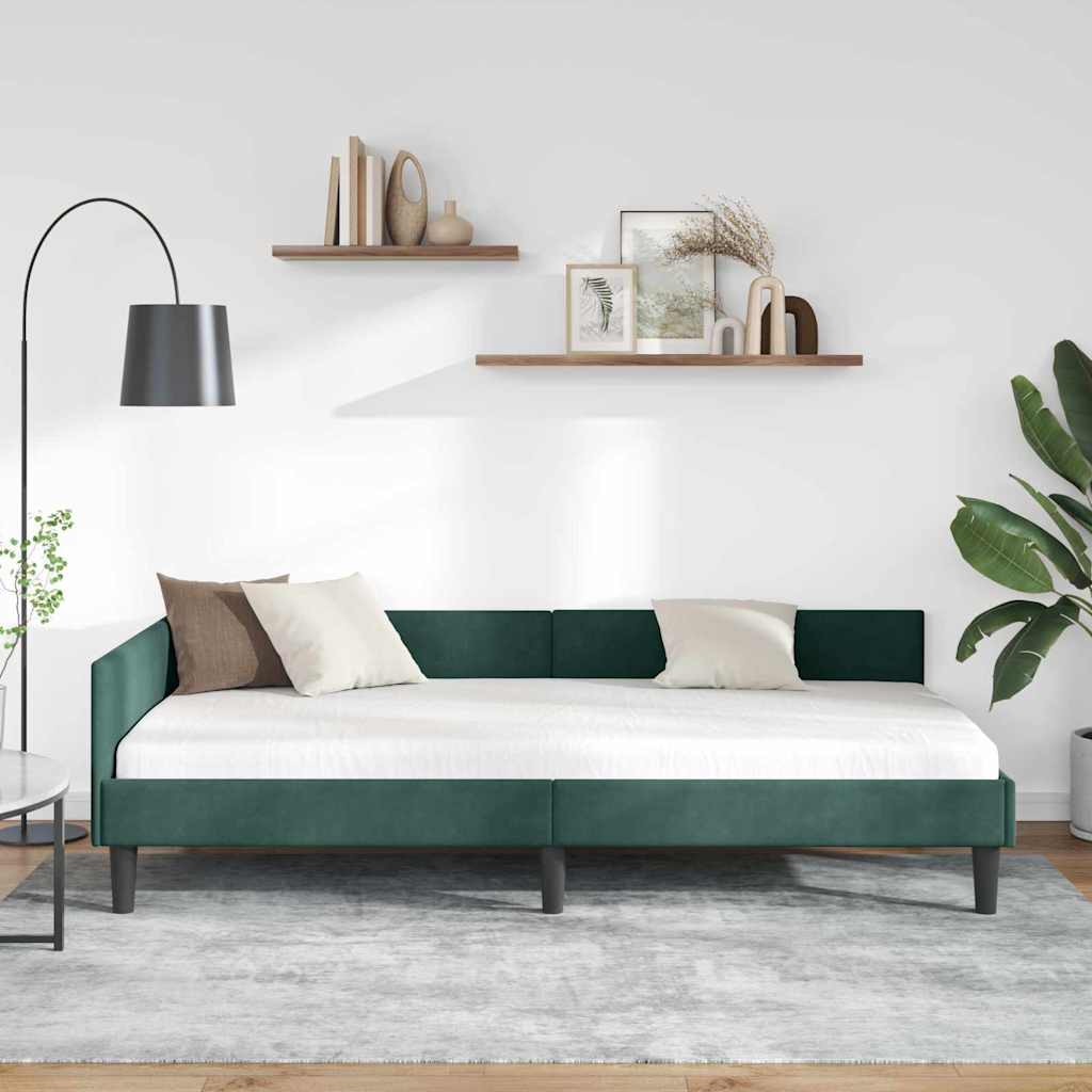 vidaXL Rama łóżka narożnego Ciemna zieleń 90 x 190 cm Aksamit