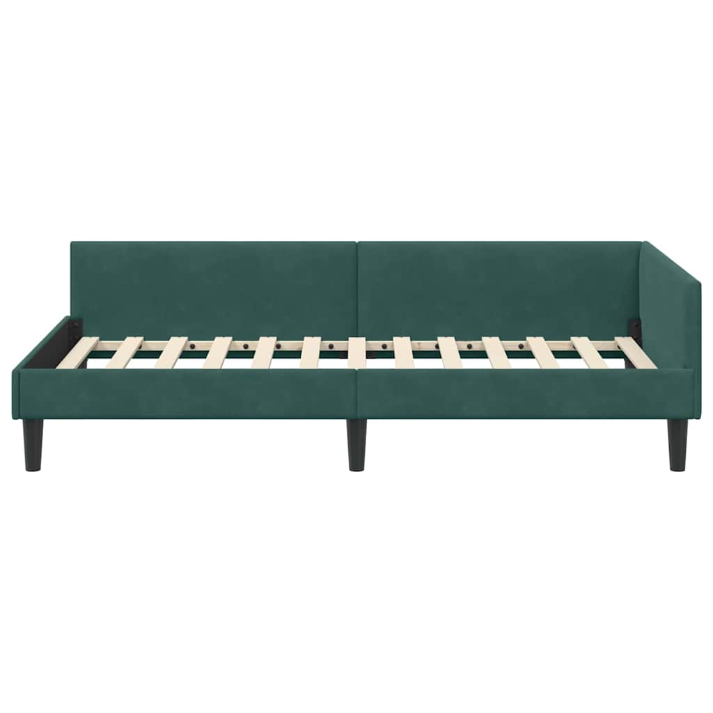 vidaXL Rama łóżka narożnego Ciemna zieleń 90 x 190 cm Aksamit