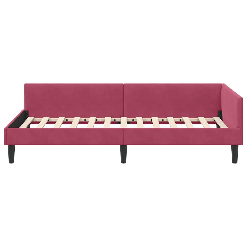 vidaXL Rama łóżka narożnego Czerwone wino 90 cm x 190 cm Aksamit