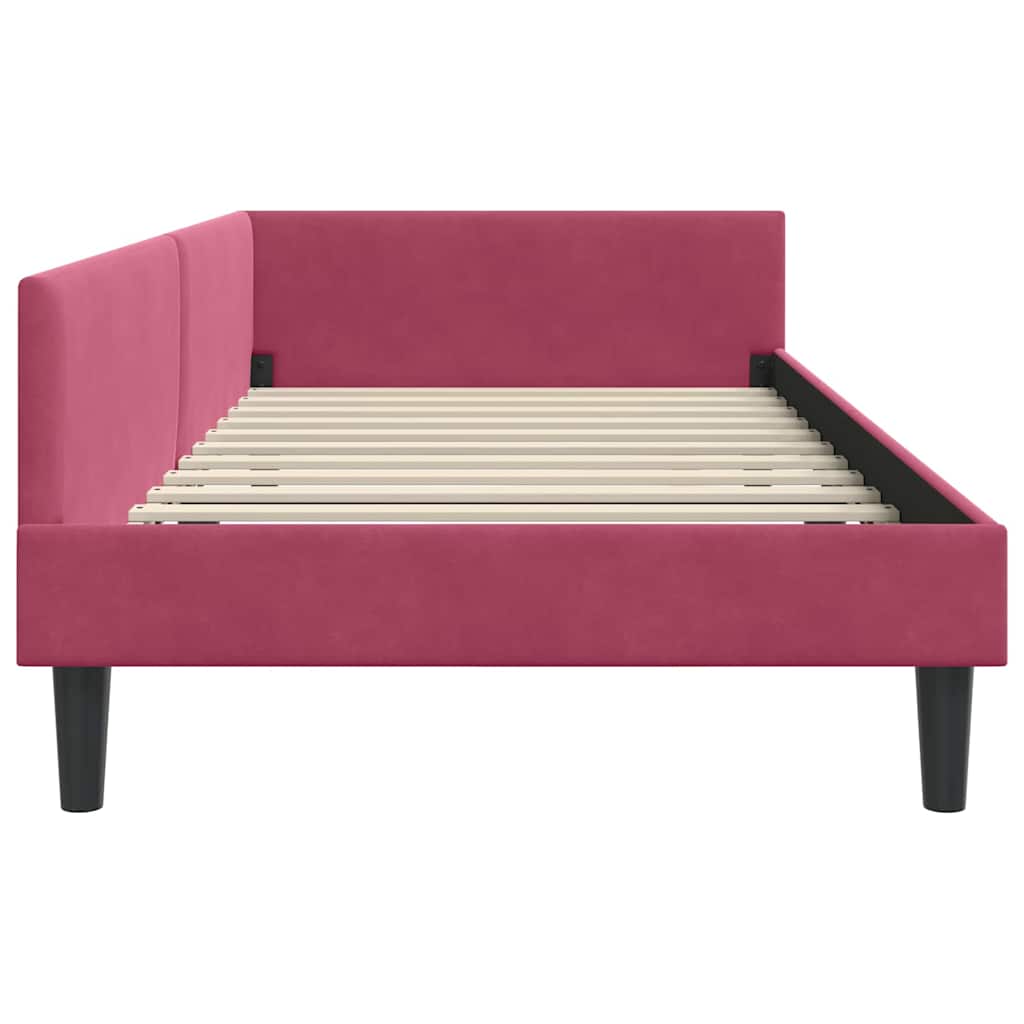 vidaXL Rama łóżka narożnego Czerwone wino 90 cm x 190 cm Aksamit