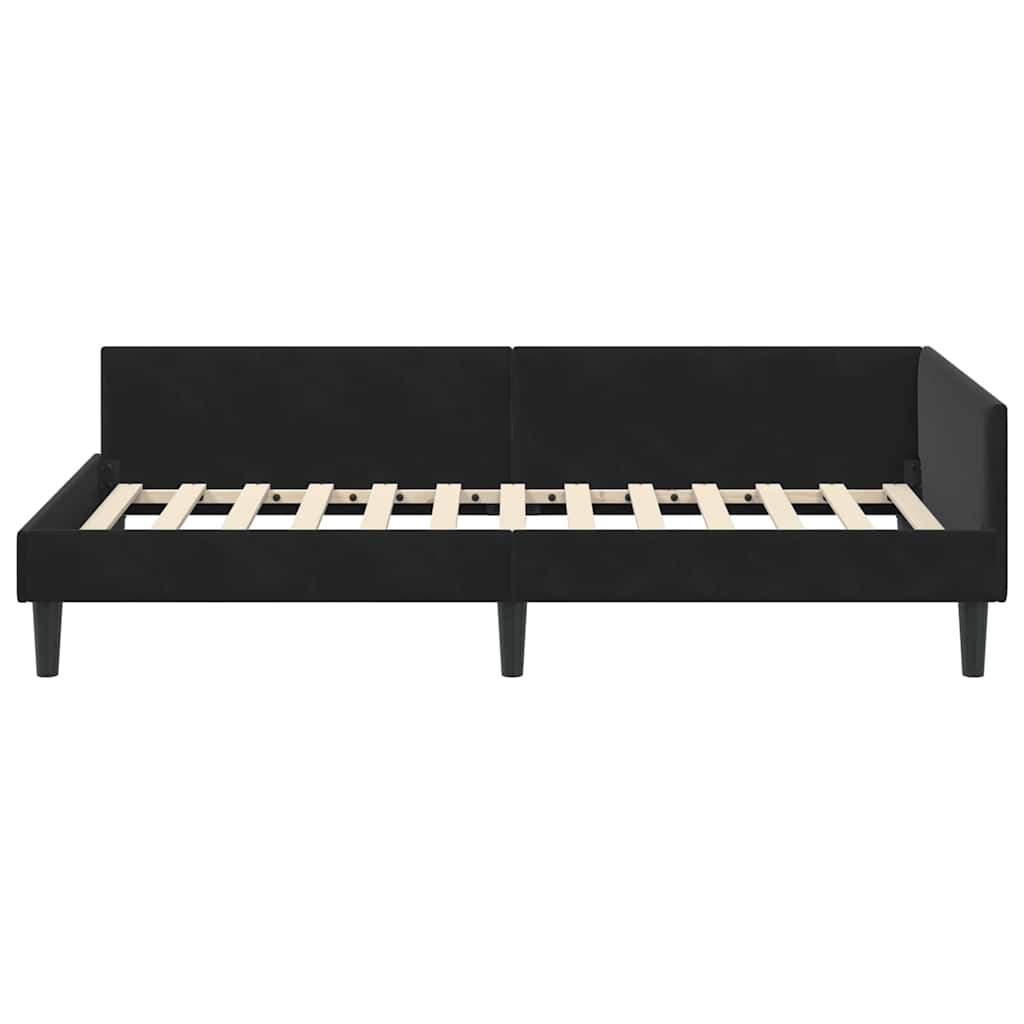vidaXL Rama łóżka narożnego Z zagłówkiem Czarny 90 cm x 190 cm Aksamit